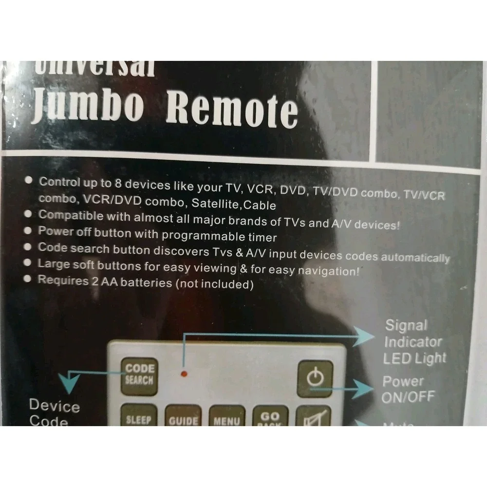 QFX REM-115 Jumbo Universal Remote Control Glow In the Dark New ‎ #912